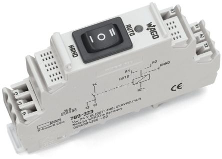 WAGO 789 Series Relay Module, DIN Rail Mount, 24V dc Coil, 1-Pole, 16A Load [789-323]; 279-4257