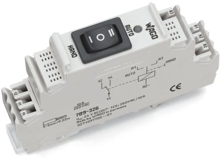 WAGO 789 Series Relay Module, DIN Rail Mount, 24V dc Coil, SPDT, 1-Pole, 12A Load [789-326]; 279-4260