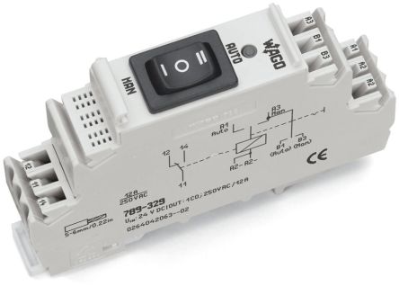 WAGO 789 Series Relay Module, DIN Rail Mount, 24V dc Coil, SPDT, 1-Pole, 12A Load [789-329]; 279-4261
