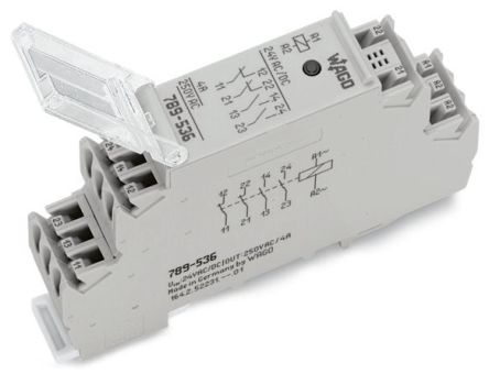 WAGO 789 Series Relay Module, DIN Rail Mount, 24V ac/dc Coil, 4-Pole, 4A Load [789-536]; 279-4264