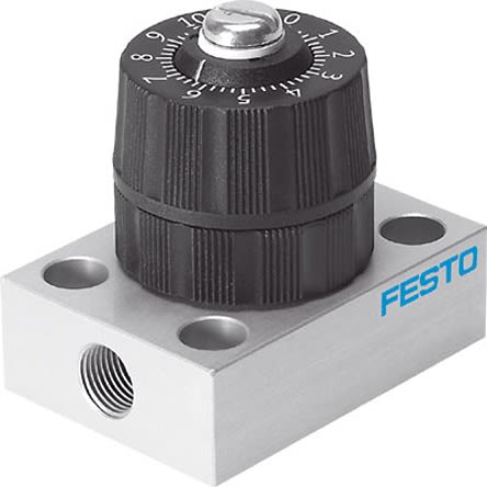 Festo Rotary Knob Flow Control Pneumatic Control Valve GRPO Series, G 1/8, G 1/8, 542024 [GRPO-70-1/8-AL]; 279-5305