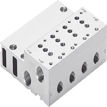 Festo MHA series 8 station G 1/4, G 3/8 Manifold for use with Solenoid Valve MHP3, 525224 [MHA3-PR8-3-1/8]; 279-5373