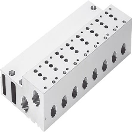 Festo MHA series 10 station G 1/4, G 3/8 Manifold for use with Solenoid Valve MHP4, 525238 [MHA4-PR10-3-1/4]; 279-5374