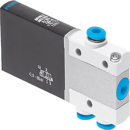 Festo 3/2, Monostable, Open Solenoid Valve - Electrical One-Touch Fitting 4 mm MHE2 Series 24V dc, 196155 [MHE2-MS1H-3/2O-QS-4]; 279-5395