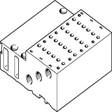 Festo MHP2 series 4 station M7 Manifold Block for use with Solenoid Valve MHP2, 525123 [MHP2-PR4-5]; 279-5403