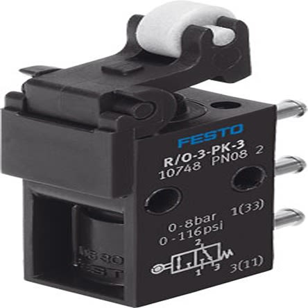 Festo Roller Lever 3/2 Way, Monostable, Open/Closed Mechanical Valve R/O Series, 2.5mm, 10748 [R/O-3-PK-3]; 279-5498