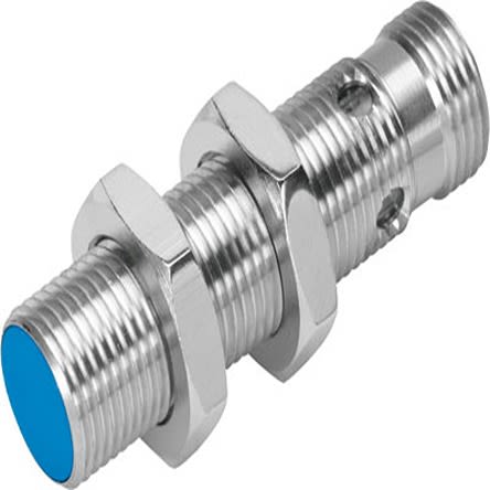 Festo Inductive Threaded Barrel Proximity Sensor, M12, 2 mm Detection, PNP NO, 10 → 30 V dc [SIEN-M12B-PS-S-L]; 279-5568