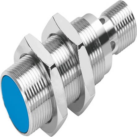 Festo Inductive Threaded Barrel Proximity Sensor, M18, 5 mm Detection, PNP NO, 10 → 30 V dc [SIEN-M18B-PS-S-L]; 279-5585