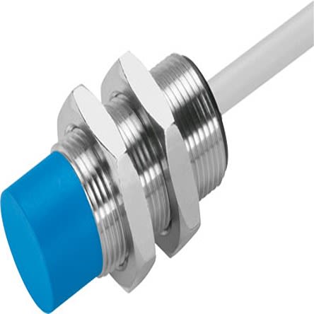Festo Inductive Threaded Barrel Proximity Sensor, M18, 8 mm Detection, NPN NO, 10 → 30 V dc [SIEN-M18NB-NS-K-L]; 279-5589