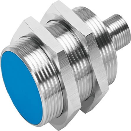 Festo Inductive Threaded Barrel Proximity Sensor, M30, 10 mm Detection, PNP NO, 10 → 30 V dc [SIEN-M30B-PS-S-L]; 279-5602