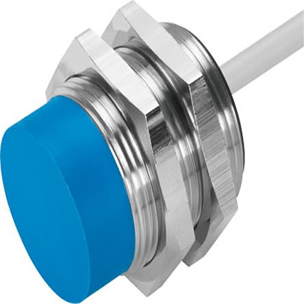 Festo Inductive Threaded Barrel Proximity Sensor, M30, 15 mm Detection, NPN NO, 10 → 30 V dc [SIEN-M30NB-NS-K-L]; 279-5605