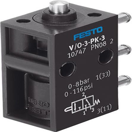 Festo 3/2 Way Valve, Monostable Mechanical Valve V/O Series, 2.5mm, 10747 [V/O-3-PK-3]; 279-5653