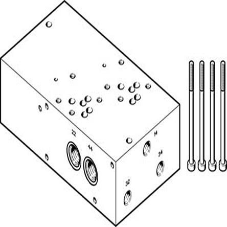 Festo VABP series G 1/4 Sub Base for use with Valve Terminal, 2614860 [VABP-S1-1V1G-G14-2]; 279-5697