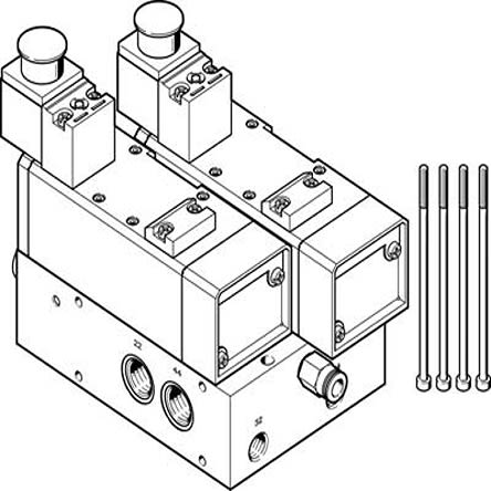 Festo VABP series G 3/8 Sub Base for use with Valve Terminal, 2738672 [VABP-S1-2V1G-G38-2M-A1]; 279-5701