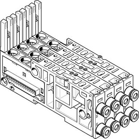 Festo VMPAL series 4 station Sub Base for use with Valve Terminals MPA-L, 561096 [VMPAL-AP-4X10-QS1/4"-2]; 279-5904
