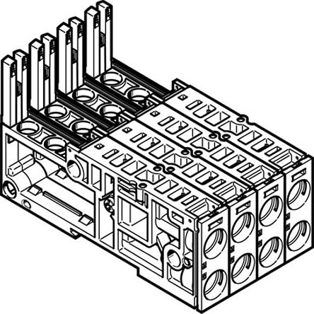 Festo VMPAL series 4 station Sub Base for use with Valve Terminals MPA-L, 560983 [VMPAL-AP-4X14]; 279-5911
