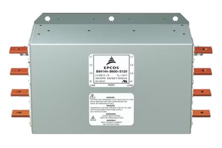 EPCOS, B84144B 600A 305/530 V ac, Through Hole EMC Filter, Busbar 3 Phase [B84144B0250S120]; 279-7929