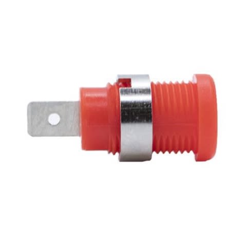Mueller Electric Red Plug Banana Connectors, 4 mm Connector, Solder Lug Termination, 35A, 1kV, Nickel Plating [BU-31610-2]; 279-9581