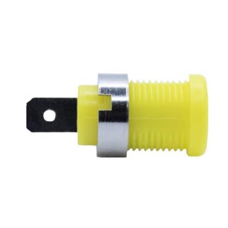 Mueller Electric Yellow Plug Banana Connectors, 4 mm Connector, Solder Lug Termination, 35A, 1kV, Nickel Plating [BU-31610-4]; 279-9582