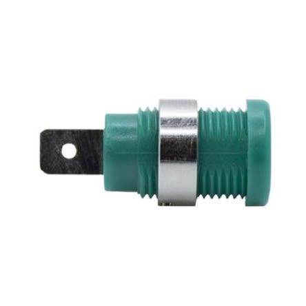 Mueller Electric Green Plug Banana Connectors, 4 mm Connector, Solder Lug Termination, 35A, 1kV, Nickel Plating [BU-31610-5]; 279-9583