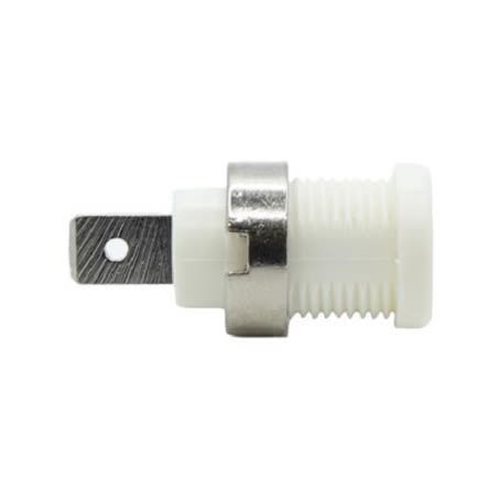 Mueller Electric White Plug Banana Connectors, 4 mm Connector, Solder Lug Termination, 35A, 1kV, Nickel Plating [BU-31610-9]; 279-9585