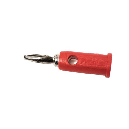 Mueller Electric Red Plug Banana Connectors, 4 mm Connector, Plug In Termination, 5A, Gold Over Nickel Plating [BU-P1809-2]; 279-9600