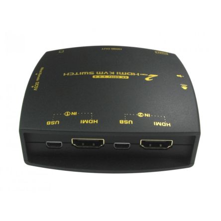 NewLink 2 Port Dual Monitor USB HDMI KVM Switch, 3.5 mm Stereo 4000 Maximum Resolution [NLKVMHDMI-22CAB]; 280-0524