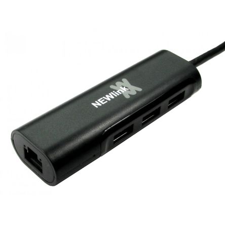 NewLink 3 Port USB Network Adapter USB 3.1 RJ45 Female to USB C 10/100/1000Mbit/s Network Speed [NLUSB3C-GIGALANHUBA]; 280-0553