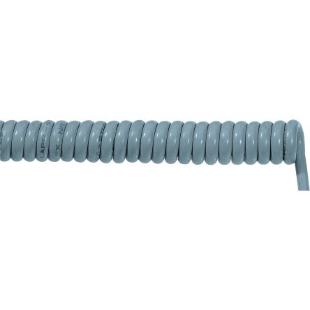Lapp Spiral Cable 0.75 mm² 5 Core Power Cable, Silver Grey Polyurethane PUR, 1m [70002641]; 280-4409