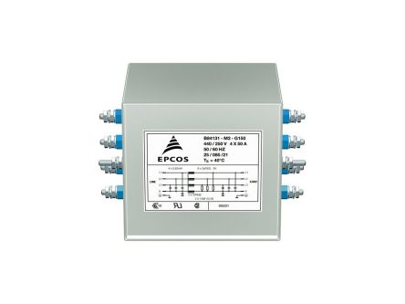 EPCOS, B84131 63A 440 V 50 Hz, 60 Hz, Chassis Mount Power Line Filter, Solder 3 Phase [B84131M0002G163]; 280-4925