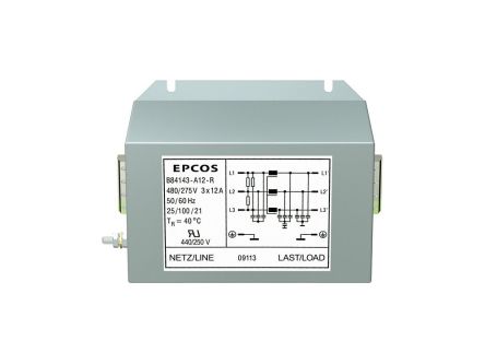 EPCOS, B84143 150A 480 V 50 Hz, 60 Hz, Chassis Mount Power Line Filter, Solder 3 Phase [B84143A0150R000]; 280-4935
