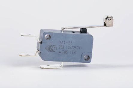 Zippy Roller Lever Snap Action Micro Switch, Solder Terminal, 26A, SPDT [VA1-26Q1-06E0-Z]; 280-5053