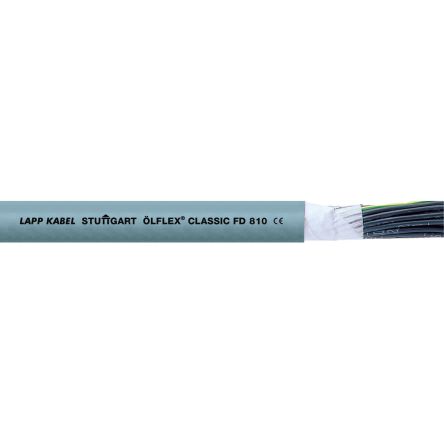 Lapp OLFLEX CLASSIC FD 810 Control Cable, 3 Cores, 0.75 mm², Screened, 100m, Silver Grey PVC Sheath, 18 AWG [0026120]; 280-5077