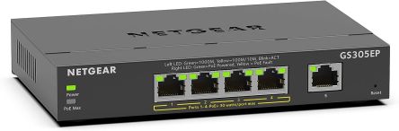 Netgear GS305EP, Smart 5 Port Ethernet Switch With PoE [GS305EP-100UKS]; 280-5558