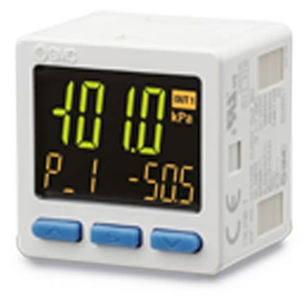 SMC PNP Open Collector 2 Outputs + Analogue Voltage Pressure Switch, R 1/8 0bar to -1.01 bar [ZSE20B-T-01-W]; 280-8184