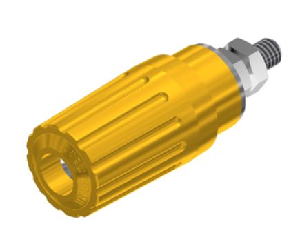 Hirschmann Test & Measurement 35A, Yellow Binding Post With Brass Contacts and Nickel Plated - 15mm Hole Diameter [930757103]; 280-8788