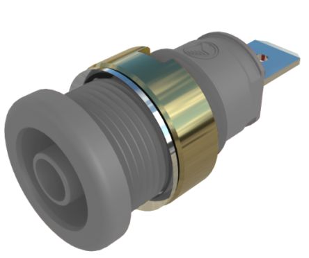 Hirschmann Test & Measurement Grey Male Banana Connector, 4 mm Connector, Tab Termination, 32A, 1kV, Gold Plating [972356106]; 280-9027