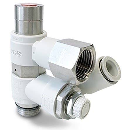 SMC AS Series Threaded Speed Controller, UNI 1/8 Male Inlet Port x 6mm Tube Outlet Port [ASP330F-U01-06-X352]; 280-9184