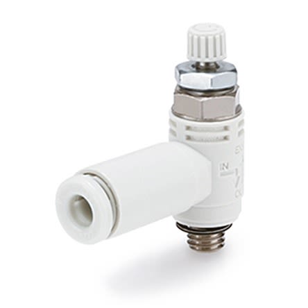 SMC ASV Series Threaded Speed Exhaust Controller, M5 x 0.8 Inlet Port x 6mm Tube Outlet Port [ASV220F-M5-06]; 280-9186