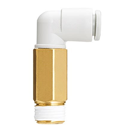 SMC KQ2 Series Extended Male Elbow, R 1/4 to Push In 8 mm, Threaded-to-Tube Connection Style [KQ2W08-02AS]; 281-0576