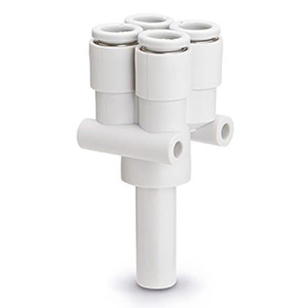 SMC KQ2 Series Y Fitting, Push In 4 mm to Push In 4 mm, Threaded-to-Tube Connection Style [KQ2XD04-06A]; 281-0583