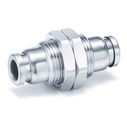 SMC KQB2 Series Bulkhead Union, Push In 6 mm to Push In 6 mm, Tube-to-Tube Connection Style [KQB2E06-00]; 281-0592