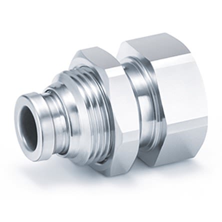 SMC KQB2 Series Bulkhead Threaded-to-Tube Adaptor, G 1/4 to Push In 6 mm, Threaded-to-Tube Connection Style [KQB2E06-G02]; 281-0593
