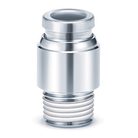 SMC KQB2 Series Hexagon Socket Head Male Connector, R 1/4 to Push In 8 mm, Threaded-to-Tube Connection Style [KQB2S08-02S]; 281-0620