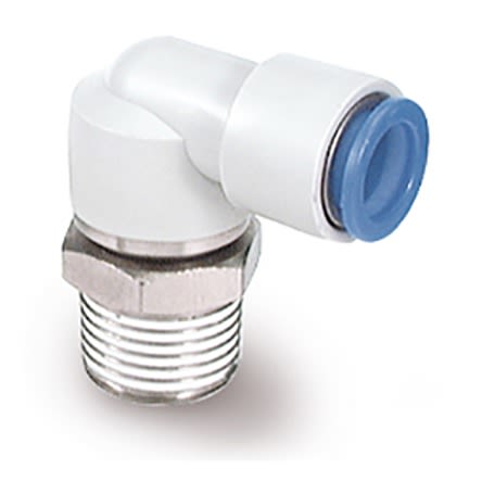 SMC KS Series Male Stud Elbow, M6 to Push In 4 mm, Threaded-to-Tube Connection Style [KSL04-M6]; 281-0640