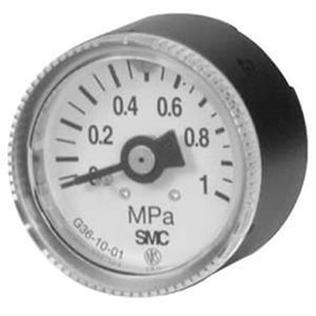 SMC R 1/8 Analogue Pressure Gauge 0.4MPa Back Entry 37.5mm Outside Diameter [G36-4-01]; 281-0716