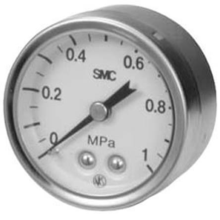SMC R 1/8 Analogue Pressure Gauge 1MPa Back Entry 43mm Outside Diameter [G43-10-01]; 281-0717