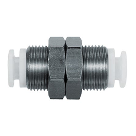SMC KG Series Bulkhead Union, Push In 6 mm to Push In 6 mm, Tube-to-Tube Connection Style [KGE06-00]; 281-0769