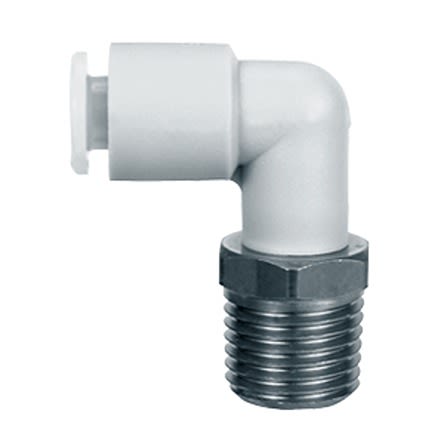 SMC KG Series Male Stud Elbow, R 1/8 to Push In 6 mm, Threaded-to-Tube Connection Style [KGL06-01]; 281-0778