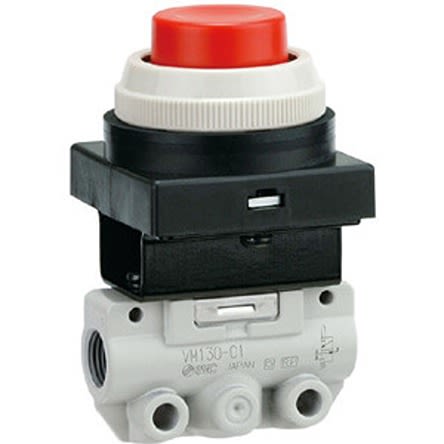SMC Push Button Pneumatic Relay Mechanical Valve VM100 Series, G 1/8, 1/8in, III B [VM130-F01-30RA]; 281-1042